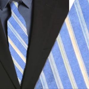 Forsyth silk necktie blue yellow green stripes